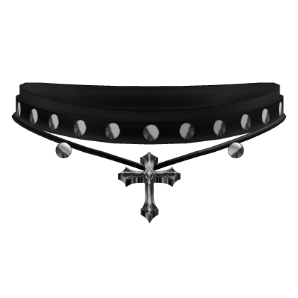 alt studded black cross choker with piercings