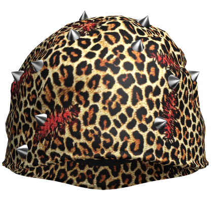 Leopard Pierced Spiky Oversized Emo Beanie 5.
