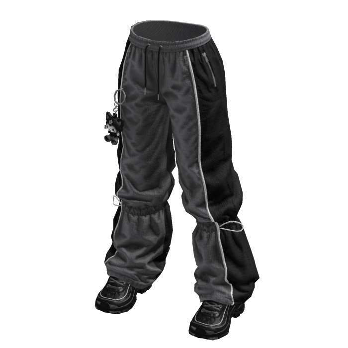 Black & Grey Baggy Pants w/ Shoes