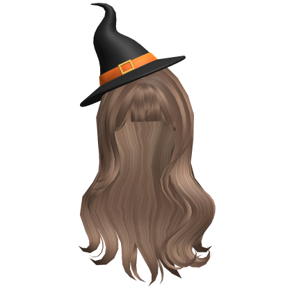 Milktea Wavy Hair with Halloween Witch Hat