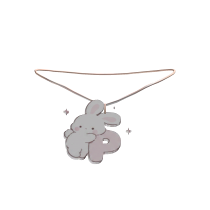 cute p pink bunny initial necklace 3.0