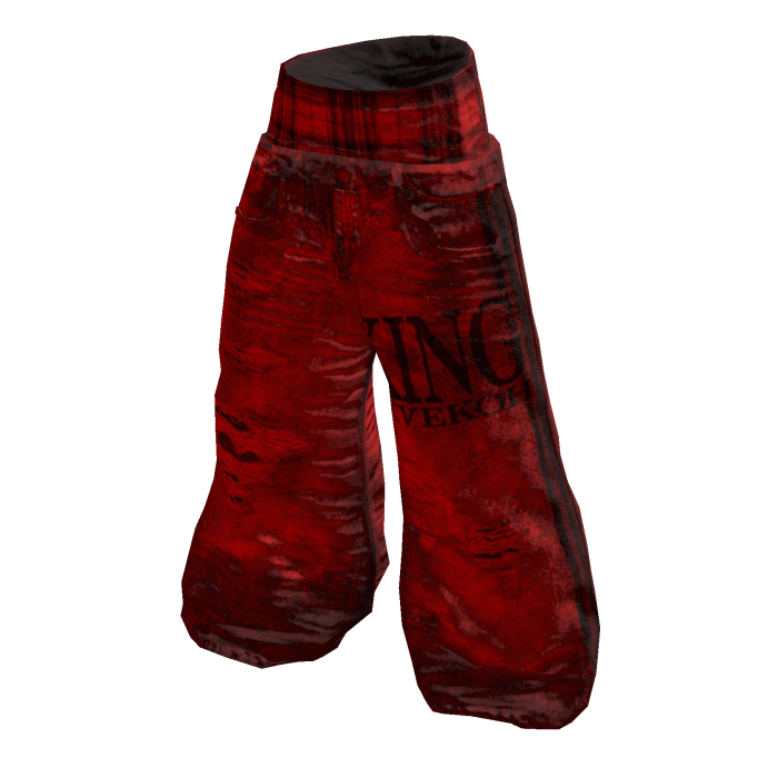 Faded Red Graphic Saggy Denim Pants w/ Boxers