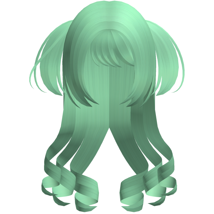 green long swirly ends w mini pigtails
