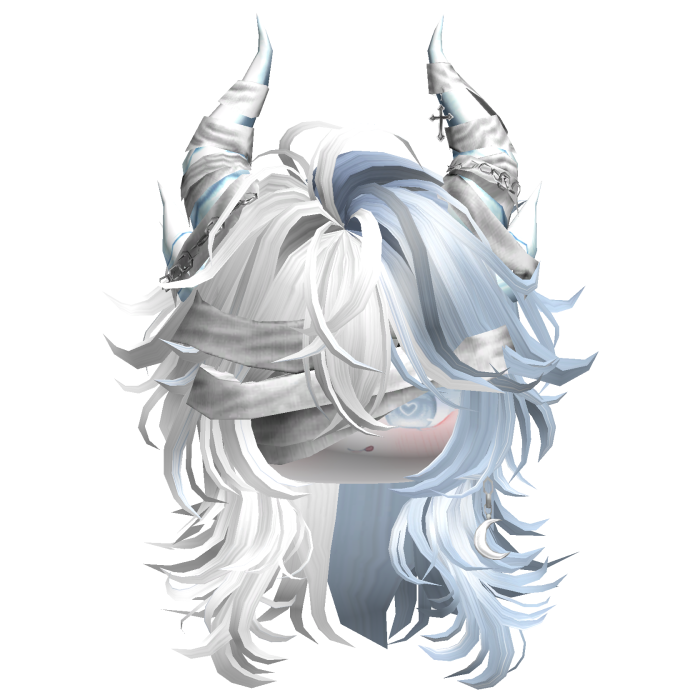 Horned Anime Demon Wolfcut (Black&White)