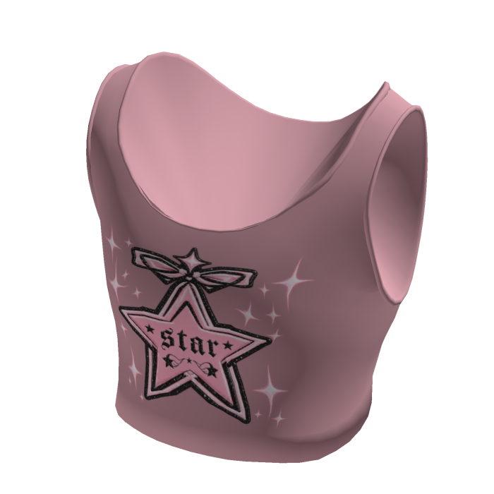 Pink Y2K Bow Star Top