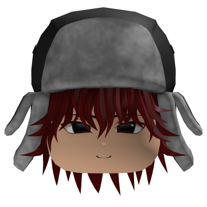Red Messy Emo Hair w/ Ushanka & Boy Face Roblox item