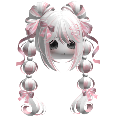 Kawaii Bow Bubble Braids White&Pink