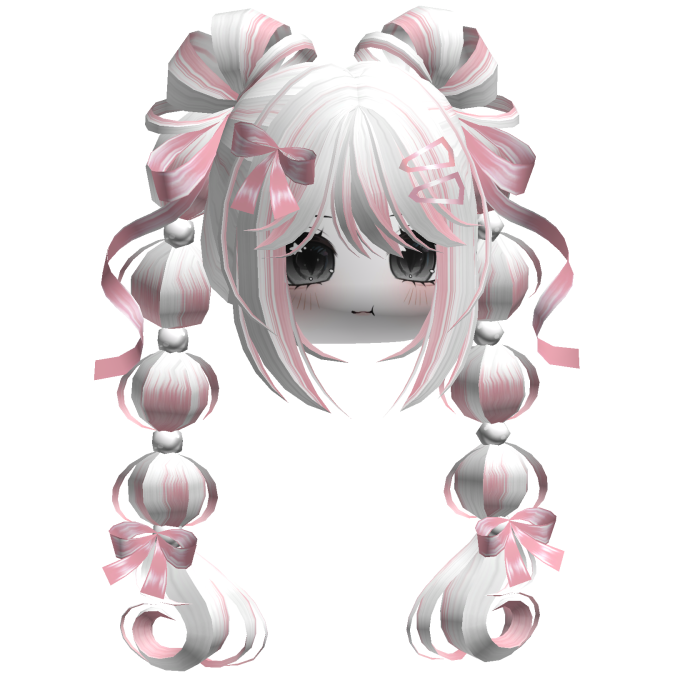 Kawaii Bow Bubble Braids White&Pink