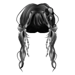 🍀Black Messy Curly Pigtails With Barrette