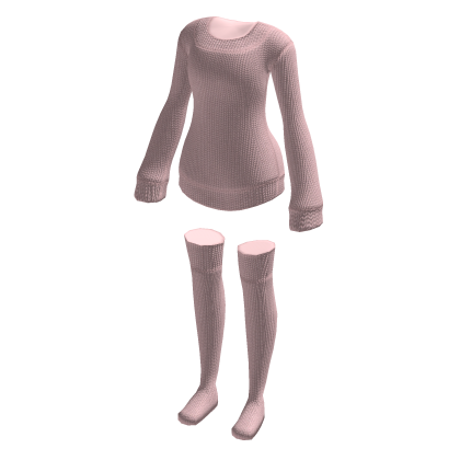 💗 Blush Pink Sweater Dress with Socks thumbnail