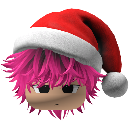 fluffy hair Christmas beret hat (black-pink)