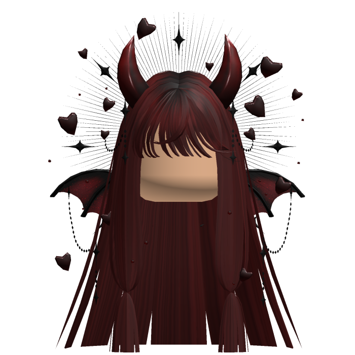 Cute Demonic Wings Heart Hair (Dark Red)