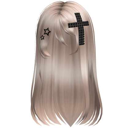 Emo Scene Long Hair w Cross Platinum