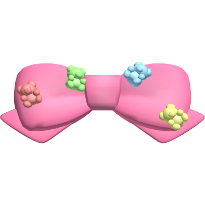 . ‿ ♡ yum gummy bear bow in pink
