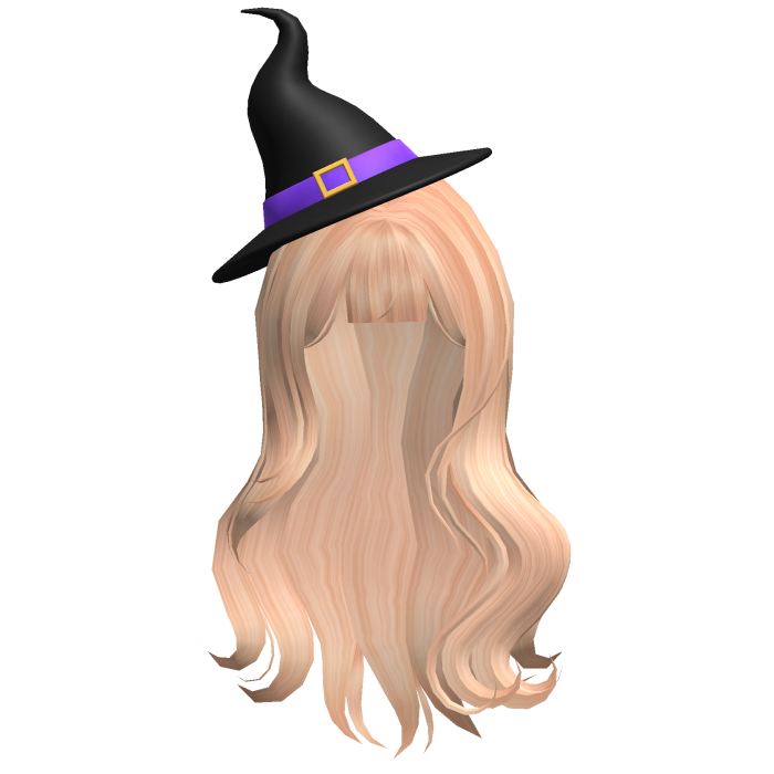 Blonde Wavy Hair with Halloween Witch Hat