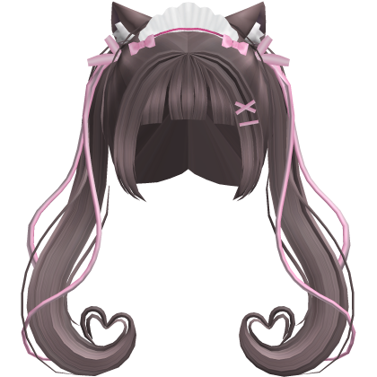 neko chocola maid heart ponytails anime w/ ribbons