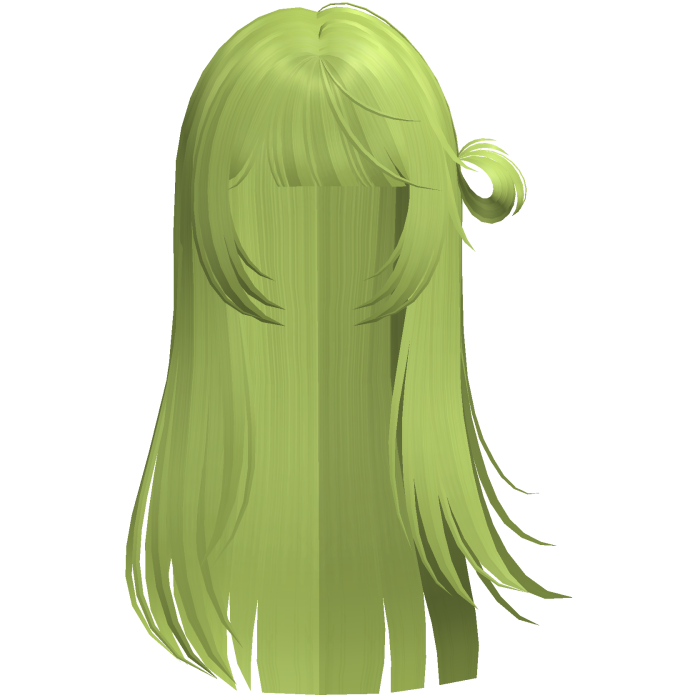 cute wispy windy shoujo bun hair in green