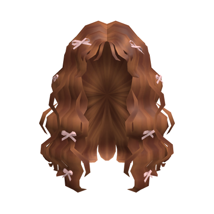 Curly Red Hair with Cute Pink Ribbons Roblox item