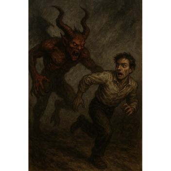 run from scary demon 