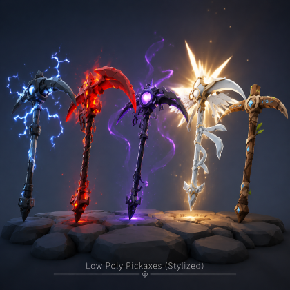 Low Poly Pickaxes (Stylized) preview 1