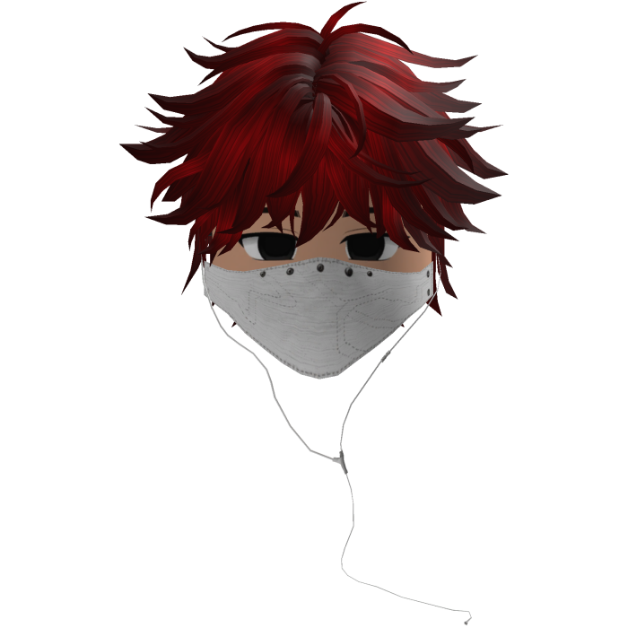 Cute Emo Boy Headphones Mask white Y2K ( red )