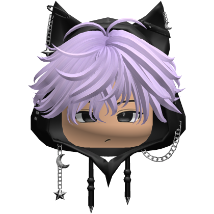 Cute Purple Emo hair Y2K cat-ear hoodie anime Roblox item