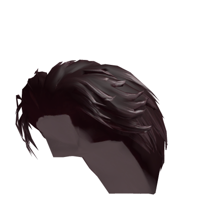 Fluffy dark brown hair with bangs