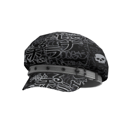 Goth Style Black and White Japanese Graffiti Hat