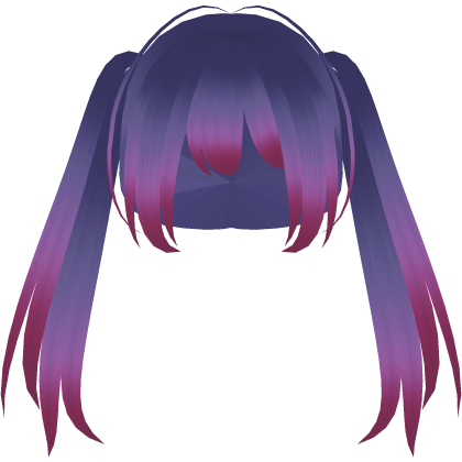 ୨୧ : neon moe anime pigtails in purple and pink Roblox item