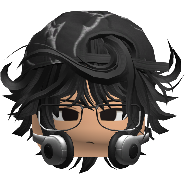 Grunge Moe Black Wavy Hair /w Hat & Glasses