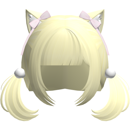 neko cat cute pigtails in creamy yellow
