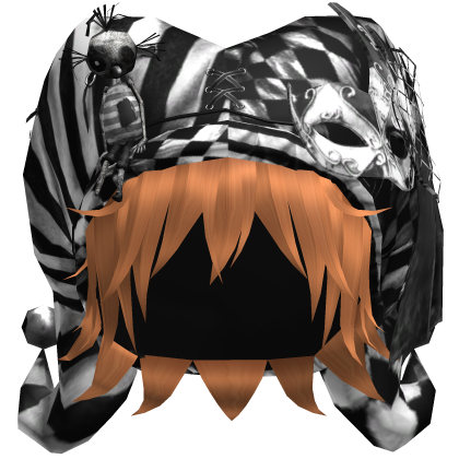 Black Gothic Circus Jester Hat w Ginger Hair Roblox item