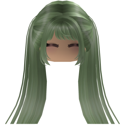Cute emo y2k hair fluffy (green)