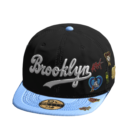 Brookyln Fitted Cap W/ Trendy Pins In Light Blue Roblox item