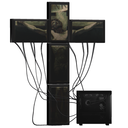Transmission of Crucifix Jesus Weirdcore Computer
