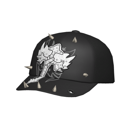 Black Studded (White) Cross Cap