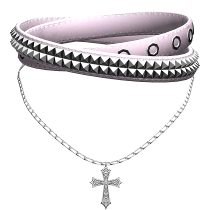 Emo Pink Studded Belt Choker Roblox item