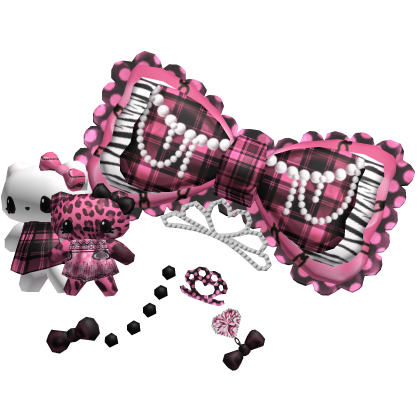 kitty plush charms gyaru pink black agejo tiara