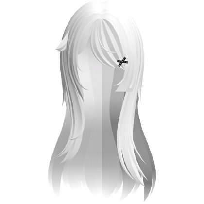 grunge long vkei emo hair clips in white Roblox item