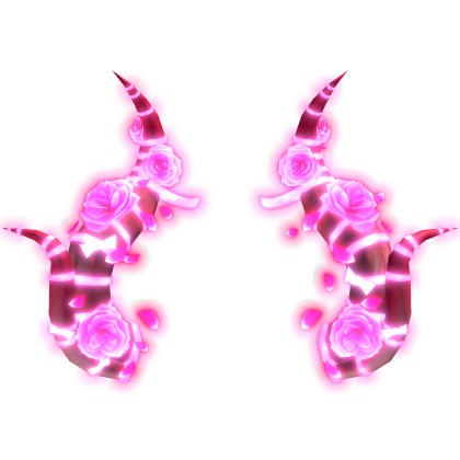 🎃GLOW Halloween Gothic Rose Bow Demon Horns Pink Roblox item