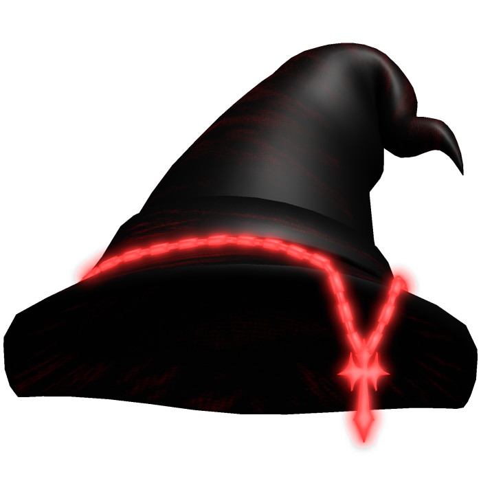 (EMISSIVE) Black Witch Hat w/ Red Glowing Chain