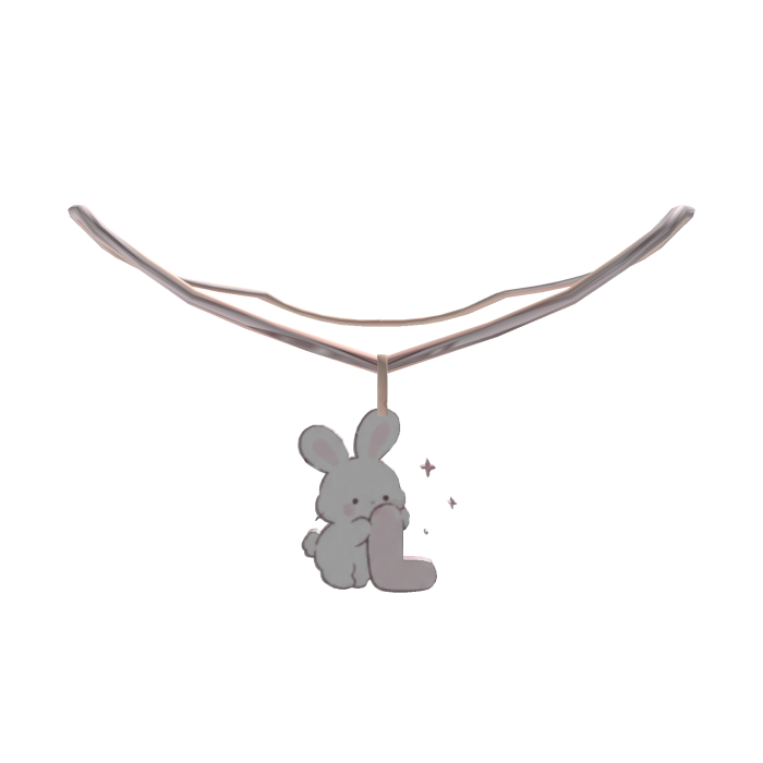cute l pink bunny initial necklace 1.0