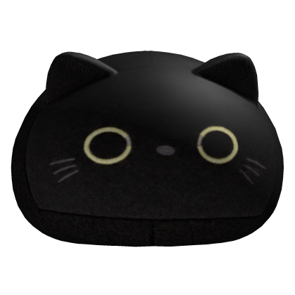 Cute Black Cat Plushie Resting on The Ground