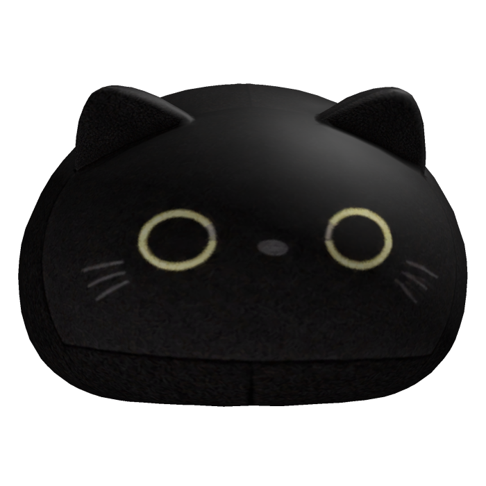 Cute Black Cat Plushie Resting on The Ground
