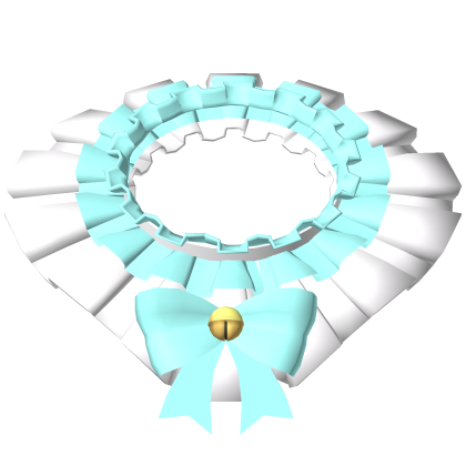 White and Teal Jester Collar with Bells