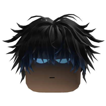 Messy Anime Hair w/ Glowing Eyes (Black)