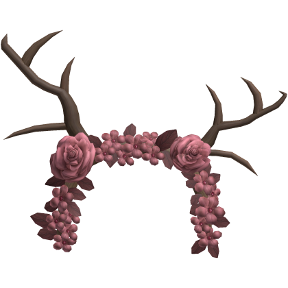 Brown Pink Flower Deer Antlers