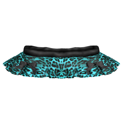 Cyan Leopard Skirt w Silk Bows