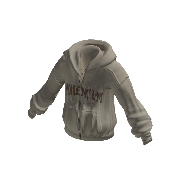 Zip-Up Hoodie w/ Front Text Print (Beige)