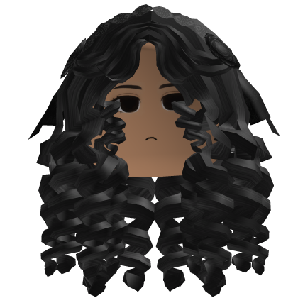 Long Ringlet Hair w/ Veil (Black)
